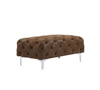 Pouf chesterfield en microfibre aspect cuir vieilli EDWINA