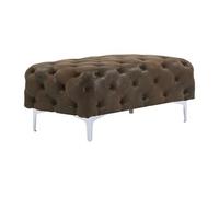 Pouf chesterfield en microfibre aspect cuir vieilli EDWINA
