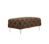 Pouf chesterfield en microfibre aspect cuir vieilli EDWINA