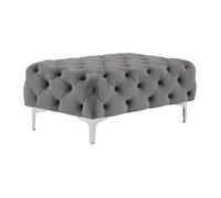 Vente-unique - Pouf Chesterfield en Velours Anthracite Edwina