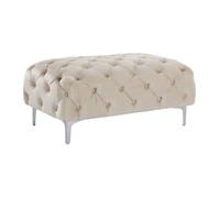 Pouf chesterfield en velours beige EDWINA