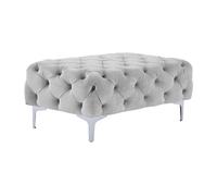 Pouf chesterfield en velours gris clair EDWINA