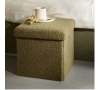 Pouf coffre Bouclette carré ""Teddy Matcha"" La Factory - Teddy Matcha Kaki