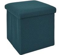 Pouf coffre carré pliable en tissu texturé maille 3D bleu - ELECTRON - ALTOBUY Bleu