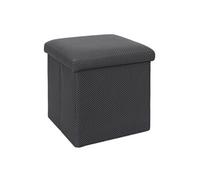 Pouf coffre carré pliable en tissu texturé maille 3D gris - ELECTRON - ALTOBUY