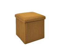 Pouf coffre carré pliable en tissu texturé maille 3D jaune - ELECTRON - ALTOBUY Jaune