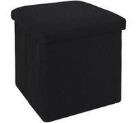 Pouf coffre carré pliable en tissu texturé maille 3D noir - ELECTRON - ALTOBUY Noir