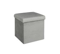 Pouf Altobuy ALESSIA - Pouf Coffre Carré Velours Côtelé Gris -