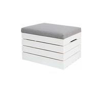 POUF Coffre de rangement en bois blanc avec siège rembourré Blanc, Blanc G