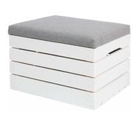 POUF Coffre de rangement en bois blanc avec siège rembourré