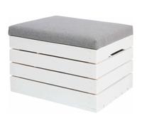 POUF Coffre de rangement en bois blanc avec siège rembourré