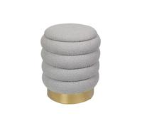 Pouf coffre de rangement en tissu bouclette gris ESDALO