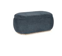 Pouf coffre de rangement en tissu texturé bleu MOPILO