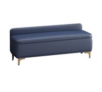 Pouf Coffre De Rangement for Chaussures Moderne avec Base en Métal, Recouvert De Cuir PU, Idéal for La Chambre À Coucher, À Placer Au Pied du Lit Ou comme(Navy Blue,60x40x40cm)