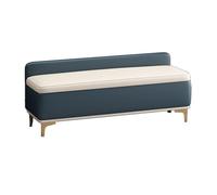 Pouf Coffre De Rangement for Chaussures Moderne avec Base en Métal, Recouvert De Cuir PU, Idéal for La Chambre À Coucher, À Placer Au Pied du Lit Ou comme(Peacock Blue+Beige,120x40x40cm)