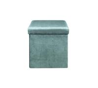 HOME DECO FACTORY – Coffre pouf pliable Giulia – Velours côtelé, 38x38x38 cm, Bleu canard
