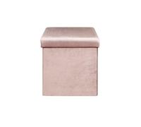 Home deco factory - Coffre pouf pliable Giulia - Velours côtelé, rangement 38x38x38 cm - Rose poudre