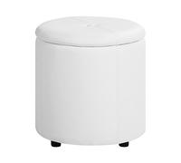 Pouf Coffre de Rangement Glamour 38 x 40 cm en Cuir PU Blanc Maryland