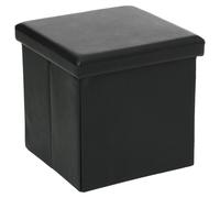 Atmosphera – Pouf carré pliant simili – Noir G