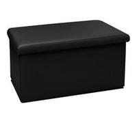 Pouf coffre de rangement pliable carré, tabouret cube pliant avec couvercle amovible, repose-Pieds en PVC coloris noir - Longueur 76 x Profondeur 38 x Hauteur 38 cm -JUANIO - noir G