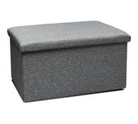 Pouf coffre de rangement pliable, tabouret cube pliant avec couvercle amovible, repose-Pieds en polyester coloris gris - Longueur 76 x Profondeur 38 x Hauteur 38 cm -JUANIO - gris G