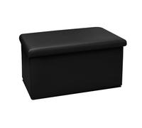 Pouf coffre de rangement pliable,tabouret en PVC noir avec couvercle amovible - Longueur 76 x Profondeur 38 x Hauteur 38 cm