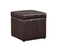 Pouf coffre de rangement SERAFINO en simili - Marron