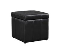 Pouf coffre de rangement SERAFINO en simili - Noir