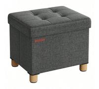 Pouf, Coffre De Rangement, Tabouret Avec Repose-Pieds, Pliable, Banc Avec Rangement, 32 X 40 X 33,5 Cm, Gris Foncé Gris