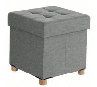 Pouf, Coffre de rangement, Tabouret avec repose-Pieds, Pliable, Banc avec rangement, 38 x 38 x 40 cm, Gris Clair Gris