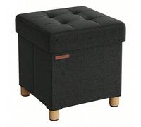 Pouf, Coffre De Rangement, Tabouret Avec Repose-Pieds, Pliable, Banc Avec Rangement, 38 X 38 X 40 Cm, Noir Noir