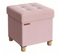Pouf, Coffre De Rangement, Tabouret Avec Repose-Pieds, Pliable, Banc Avec Rangement, 38 X 38 X 40 Cm, Rose Bonbon Rose