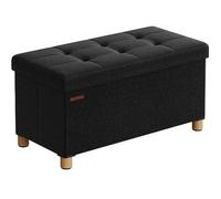 Banc de rangement pliable avec repose-pieds et couvercle renforcé, 38 x 76 x 40 cm, noir - SONGMICS