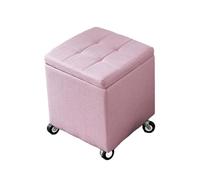 Pouf Coffre De Rangement Tabouret De Rangement Repose Pouf De Cube avec roulettes pour Salon Chambre Élégant Et Pratique(Pink,47.2" x 15.7" x 18.1")