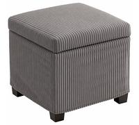 HOMCOM Coffre Pouf Rangement 30 L, Tabouret de Rangement avec Couvercle Amovible, Ottoman Repose-Pied Cube rembourré en Velours côtelé, pour Salon Chambre entrée, Charge 120 Kg, 40 x 40 x 40 cm, Gris