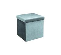 HOME DECO FACTORY – Coffre pouf pliable Giulia – Velours côtelé, 38x38x38 cm, Bleu canard