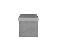 The Home Deco Factory – Pouf coffre de rangement Giullia en velours côtelé gris souris G