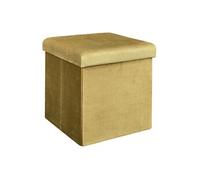 Home Deco Factory - Pouf coffre de rangement pliable Giullia velours côtelé Moutarde