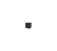 Pouf coffre de rangement velours noir - 37.5x37.5x37.5cm