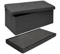 Pouf Coffre de Rangement XXL pliante DuneDesign - Gris - Tissu - 80L