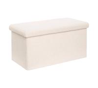 Pouf Coffre Double Bouclette "Jaiko" 76cm Blanc