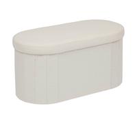 Pouf Fink ovale pliable 38x76cm blanc - Atmosphera Créateur d'intérieur