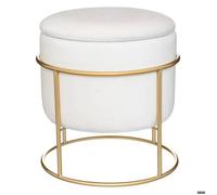Pouf coffre ""Eliane"" velours blanc ivoire - Atmosphera Créateur d'intérieur