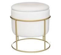 Atmosphera – Pouf coffre de rangement Eliane – Velours et métal – Ivoire