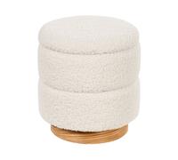 Pouf Coffre en Peluche Blanc Rangement Salon Assise Supplémentaire Ogden