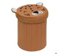 Atmosphera – Pouf coffre pliant rond D30 Léopard Orange G