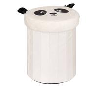 Pouf-coffre enfant panda pliant ""Andy"" noir & blanc D30x36cm - Atmosphera createur d'interieur