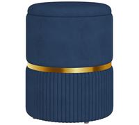 HOMCOM Pouf Tabouret Repose-Pied, Coffre de Rangement, en Velours côtelé, Design Moderne, 36 x 36 x 44 cm, pour Salon, Chambre, Bleu