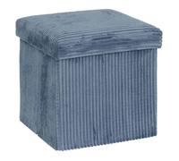 Pouf coffre pliable ""Arum"" velours côtelé Atmosphera - Bleu -