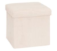 Pouf coffre pliable ""Arum"" velours côtelé Atmosphera - Ivoire -